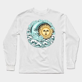 Zodiac sign of the sun and the moon. Hand drawn illustration Long Sleeve T-Shirt